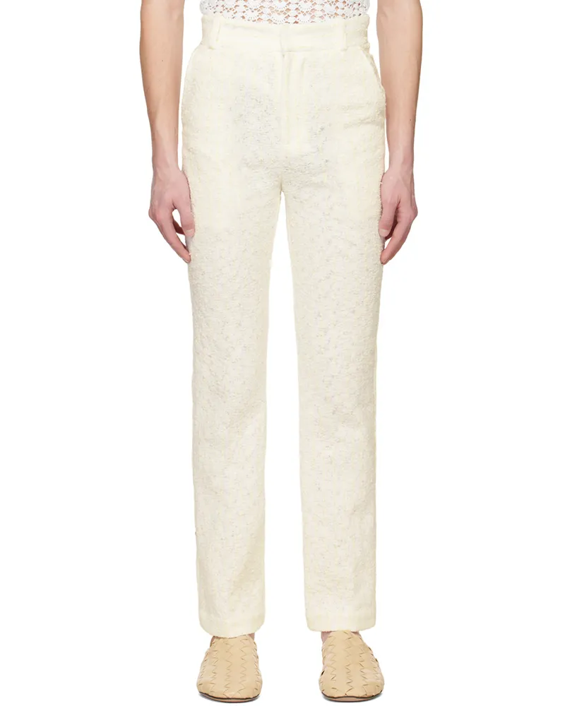 young n sang White Stripe Trousers White