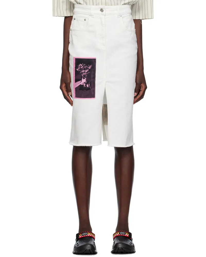 Lanvin White Patch Denim Midi Skirt 01