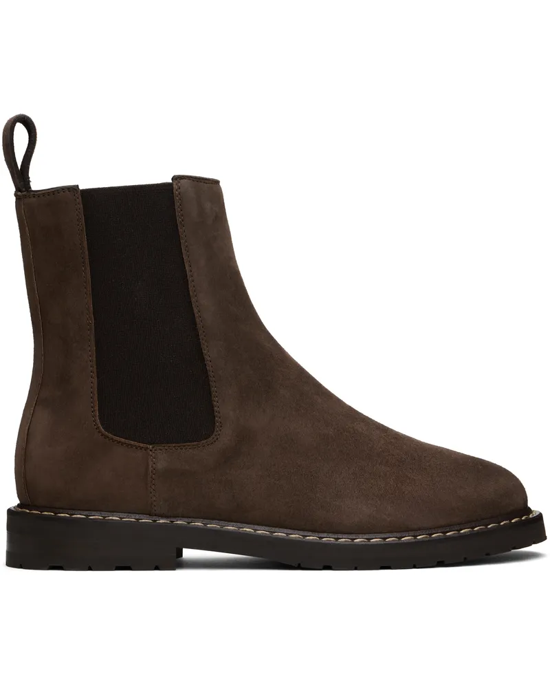 LEGRES Brown Suede Chelsea Boots Dark