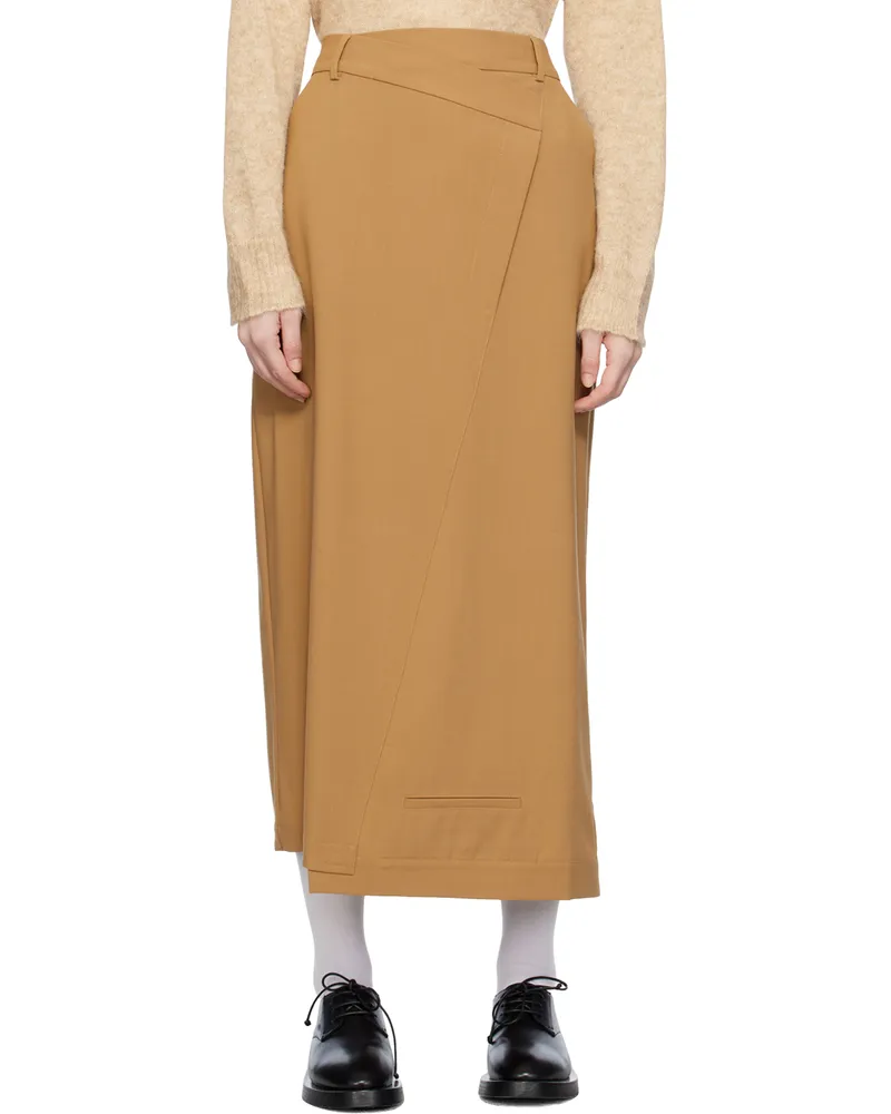 CORDERA Beige Tailoring Midi Skirt Camel