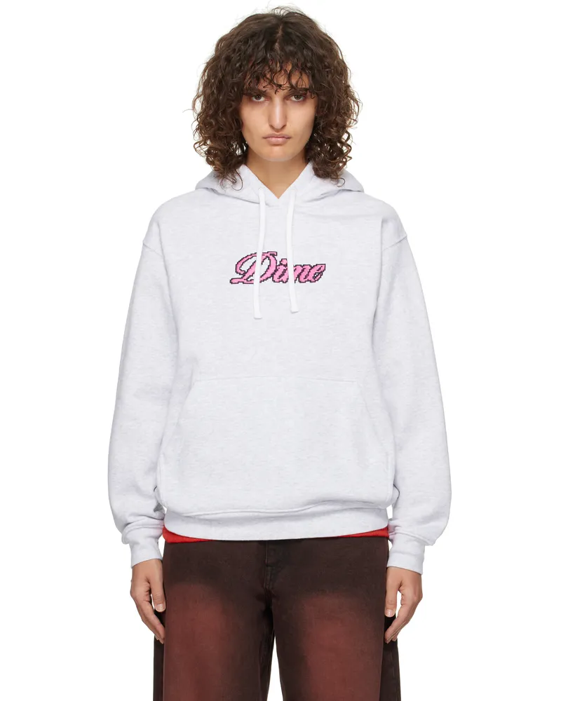 Dime Gray Pixel Cursive Hoodie Ash