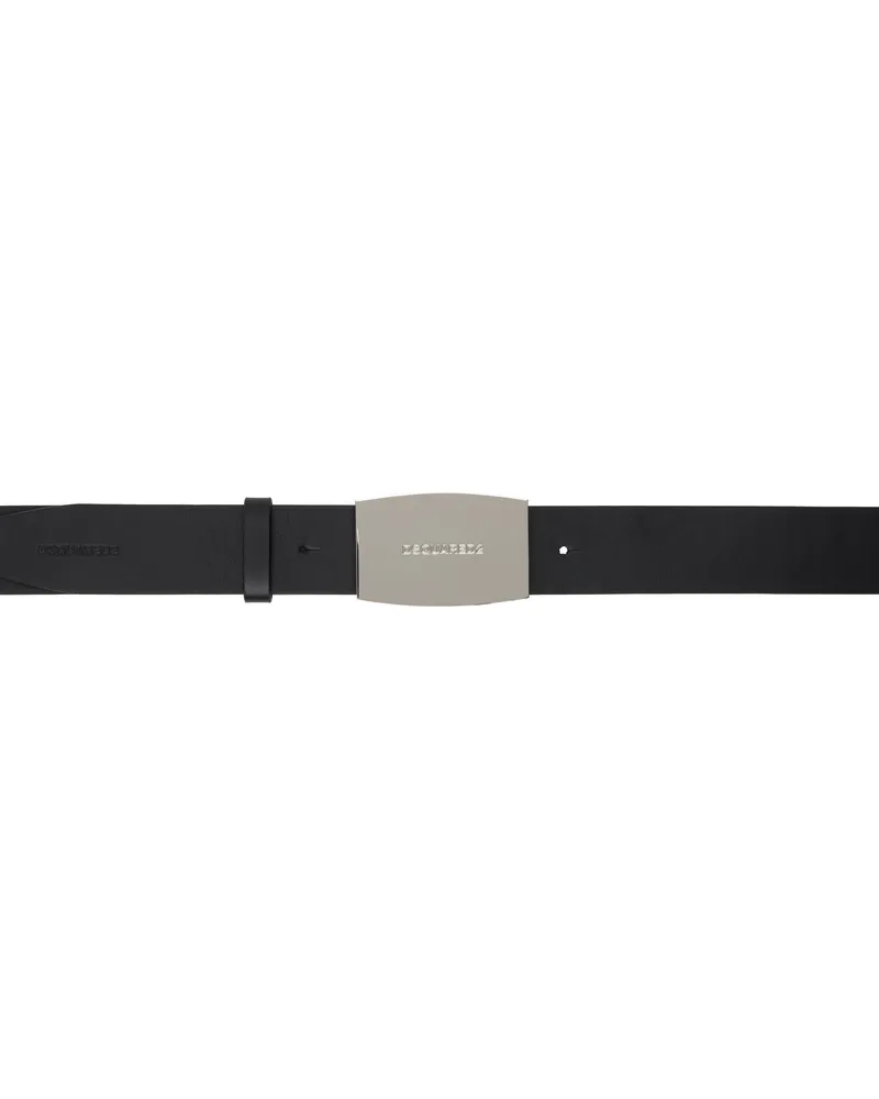 Dsquared2 Black City Nights Plaque Belt Black+palladium