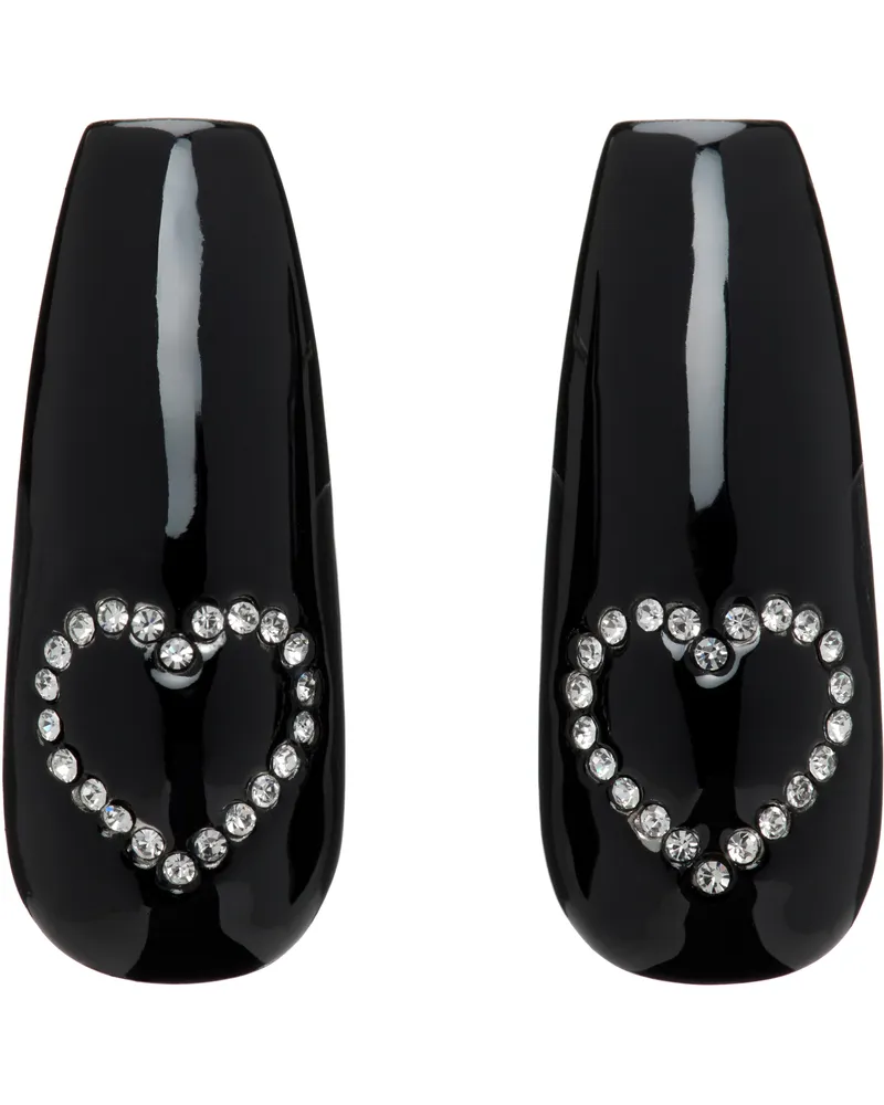 Petra Collins SSENSE Exclusive Black & Silver D'heygere Edition Heart Nail Earrings Silver