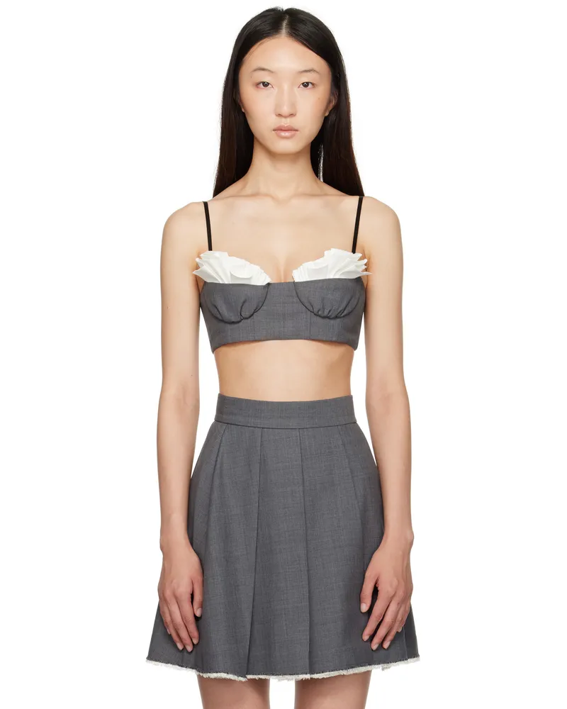 SHUSHU/TONG Gray Spaghetti Strap Bralette Top Gr100
