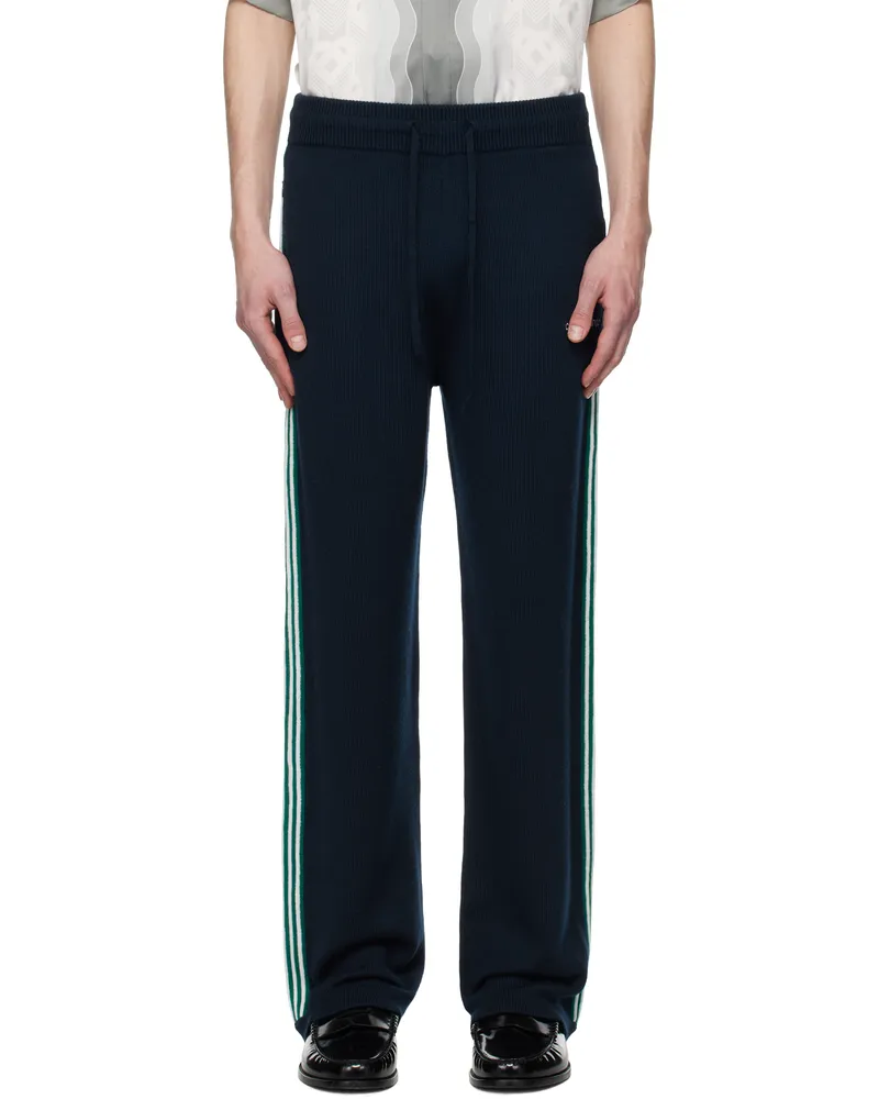 Casablanca Paris Navy Knit Tennis Sweatpants Navy