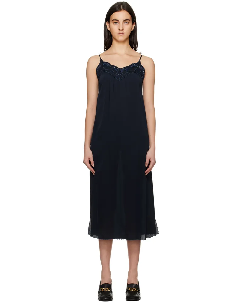 See by Chloé Navy Embroidered Midi Dress 4c3