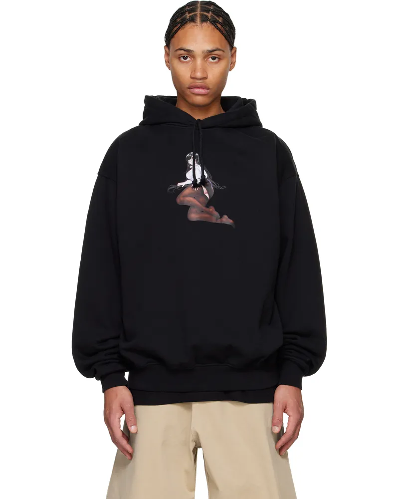 ABRA SSENSE Exclusive Black Printed Office Girl Hoodie Black