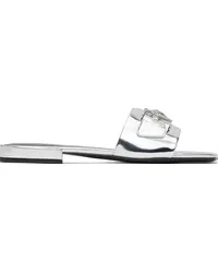 Versace Silver Medusa Buckle Metallic Mules 1e01p