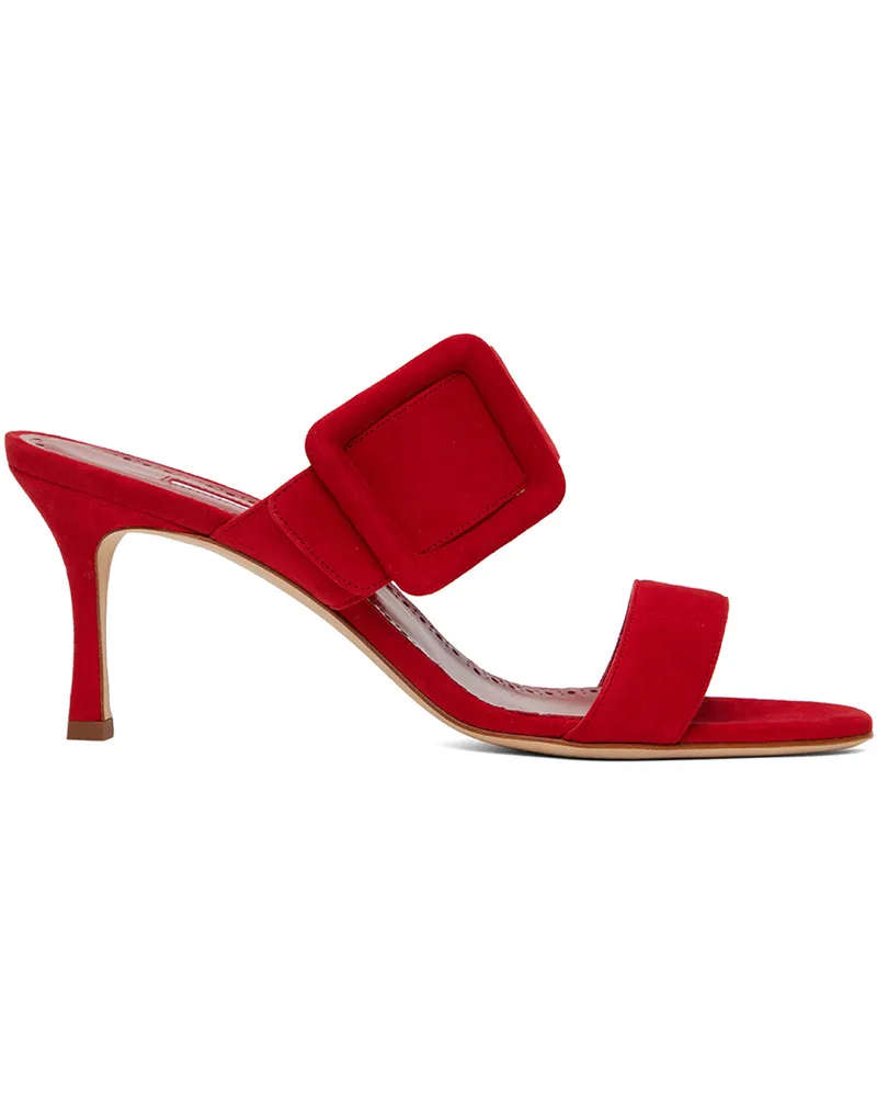 Manolo Blahnik Red Gable Heeled Sandals 6208