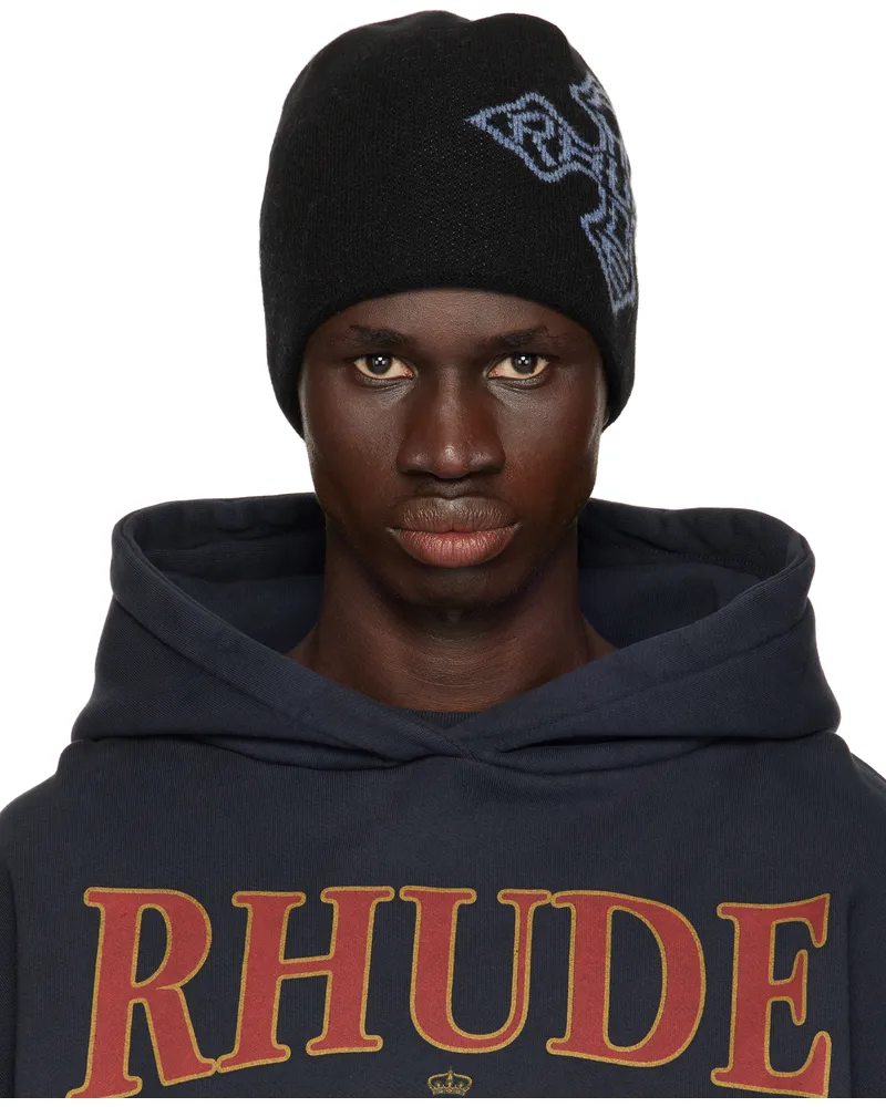 RHUDE Black 'Rhude' Cross Beanie Black