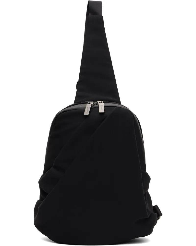 Yohji Yamamoto Black Wool Gabardine Nylon Tuck Sling