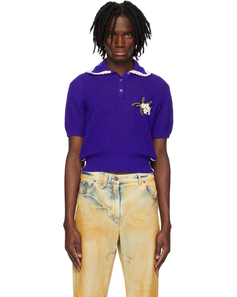 Egonlab Blue Knit Polo Navy