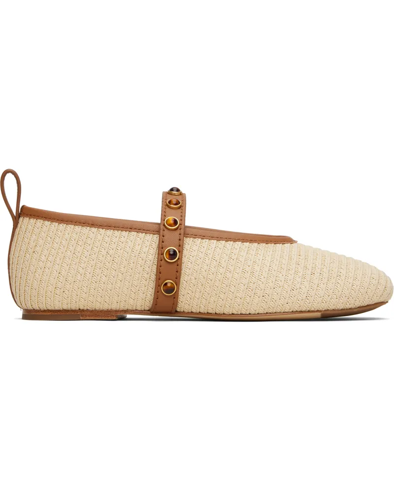 Rag & Bone Beige Spire Straw Mary Jane Ballerina Flats Nat