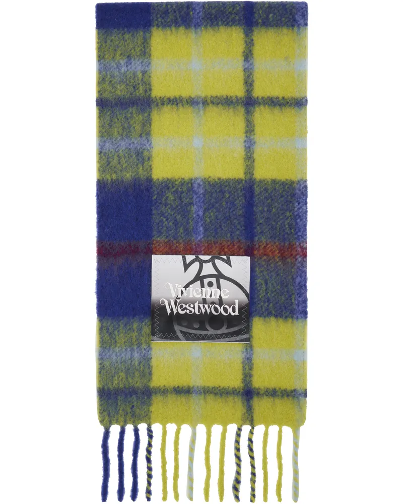 Vivienne Westwood Green & Blue Tartan Scarf Aw24-k410