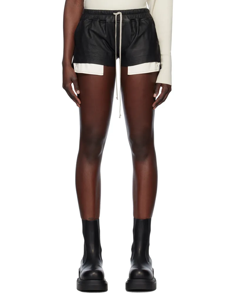 Rick Owens Black Hollywood Fog Boxer Leather Shorts 09