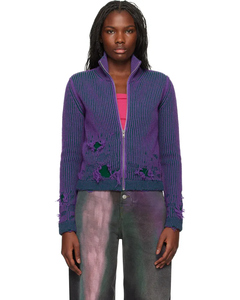Maison Margiela Purple Zipped Turtleneck Jacket 962