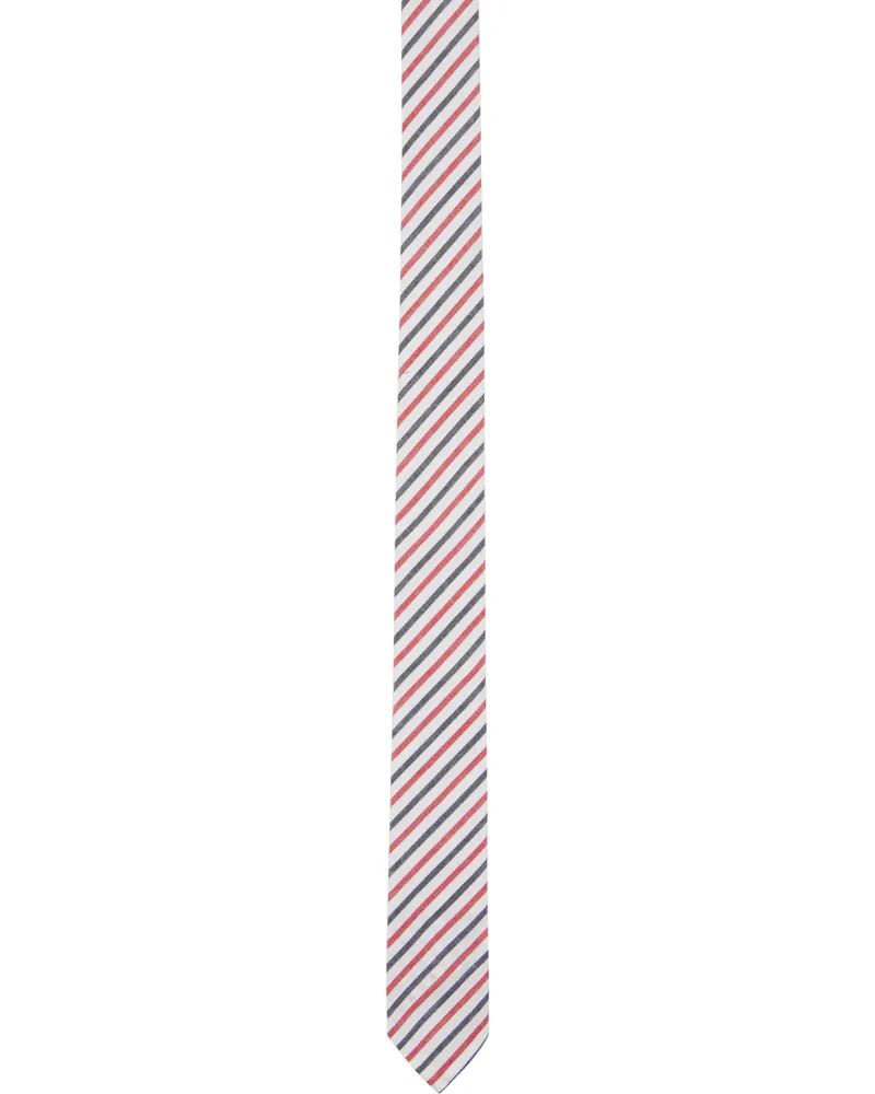 Thom Browne White Wide Stripe Madras Cotton Tie 960