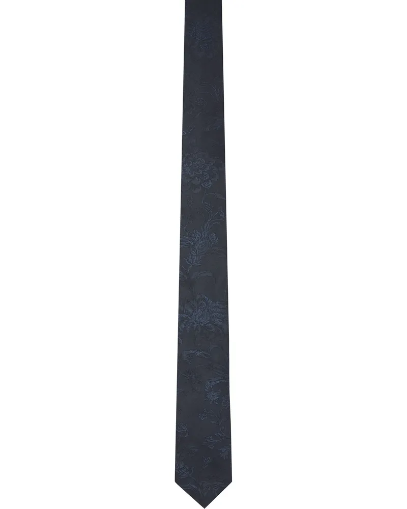 Dries van Noten Navy Jacquard Silk Tie 559