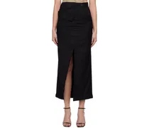 Black Asymmetric Belt Skirt