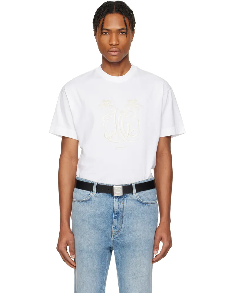 Givenchy White 'HG' Embroidery T-shirt 100-white