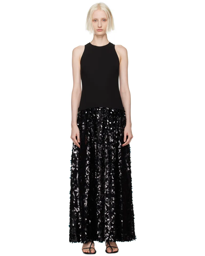 Simon Miller Black Memphis Crepe Sequin Maxi Dress Black