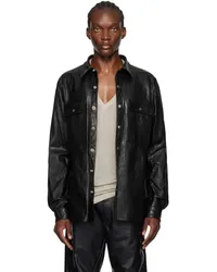 Rick Owens Black Porterville Outershirt Leather Jacket Black