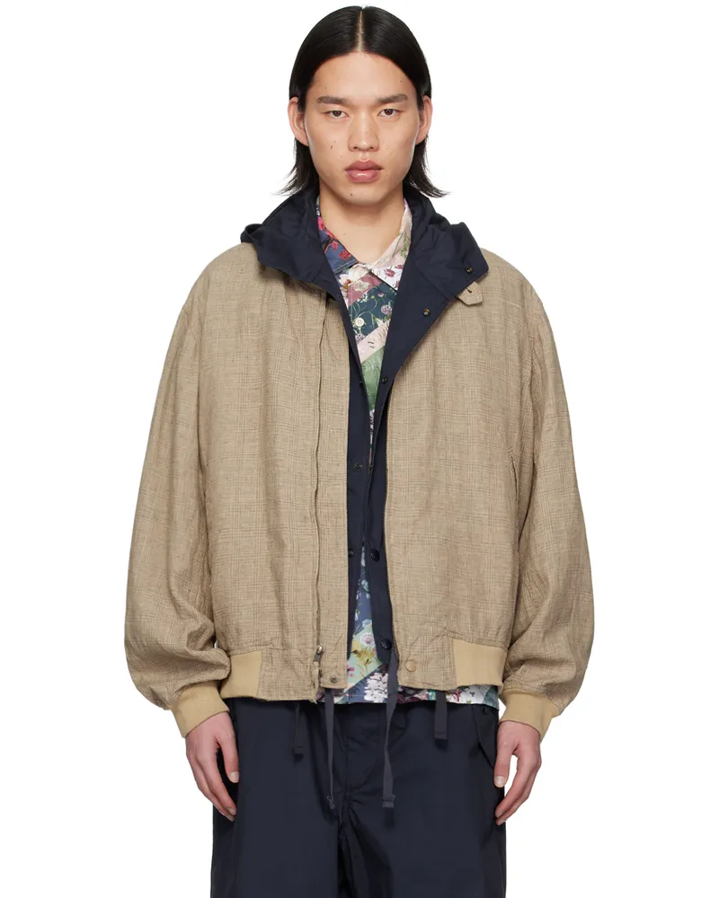 Engineered Garments Beige Check Bomber Jacket Etbeige