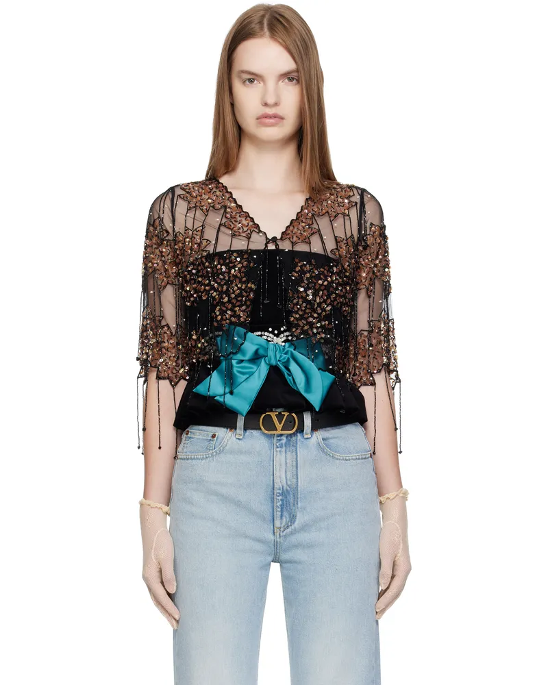 Valentino Garavani Black Sequinned Jacket 0na