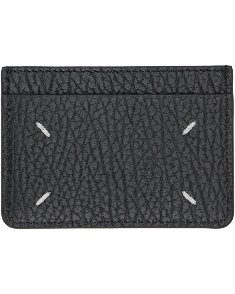 Maison Margiela Black Pebble Grained Card Holder T8013