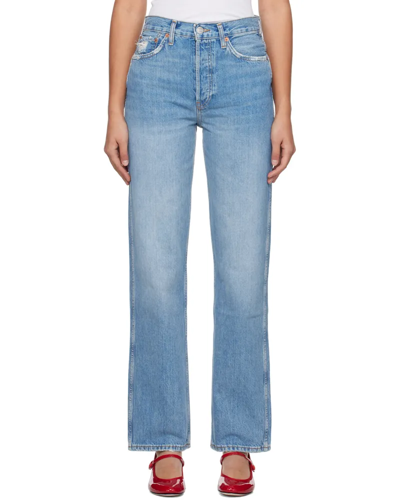 RE/DONE Blue High-Rise Jeans Worn