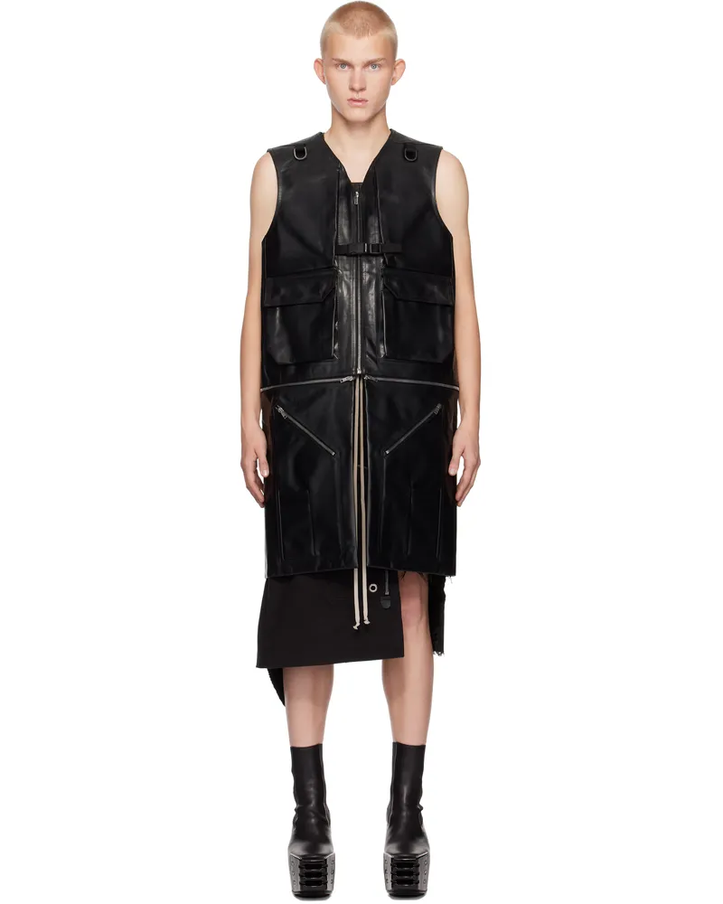 Rick Owens Black Porterville Utility Leather Vest 09