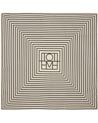 Totême Off-White & Navy Signature Monogram Silk Scarf Monogram