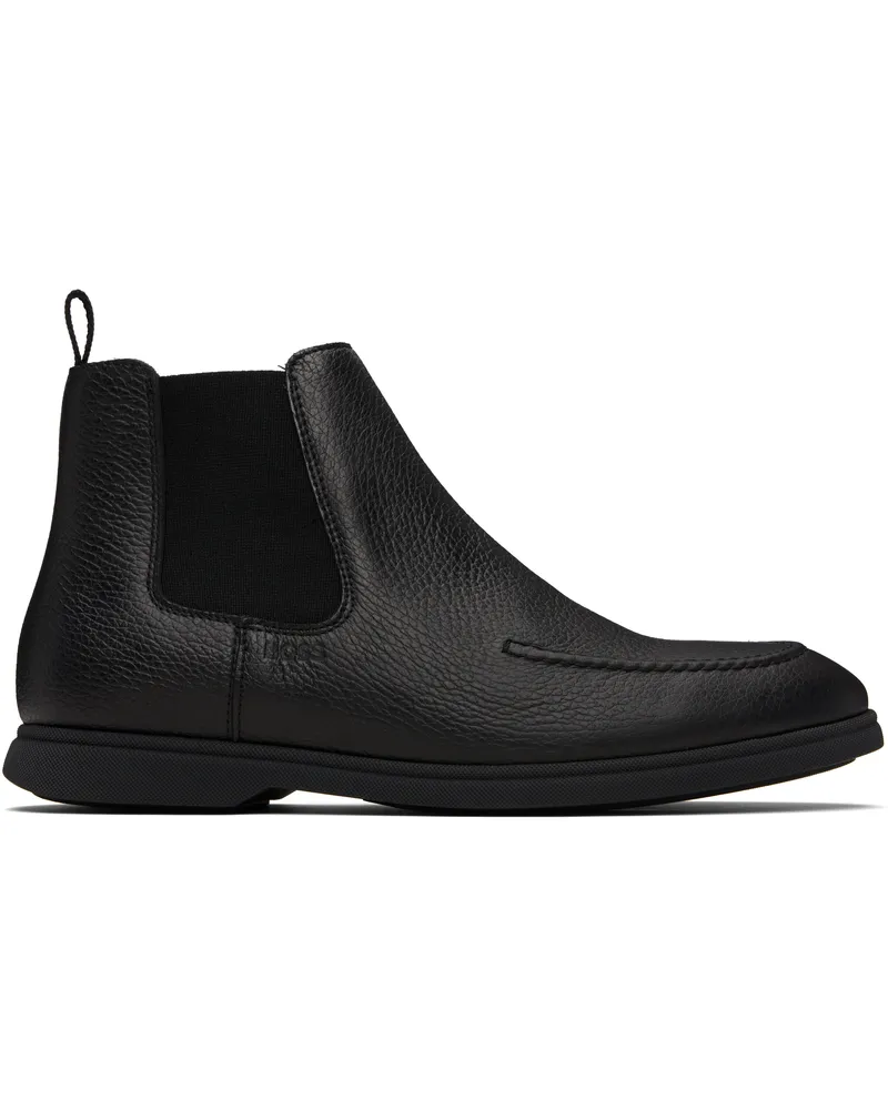 HUGO BOSS Black Leather Chelsea Boots 005-black