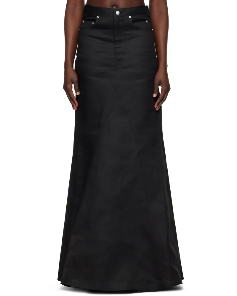 Rick Owens Black Hollywood Long Godet Maxi Skirt 09