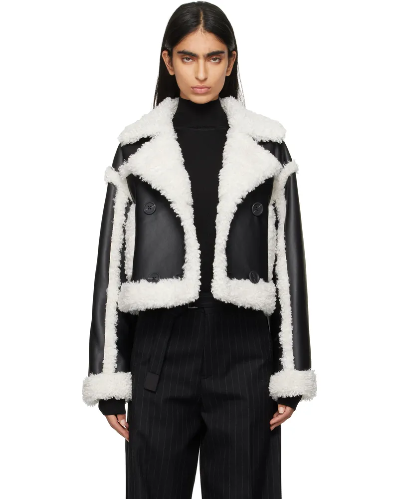 STAND Black & Off-White Kristy Faux-Shearling Jacket 89100