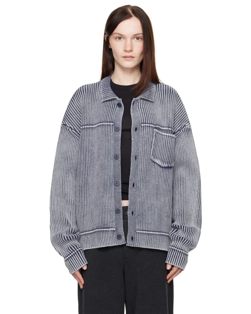 Aya Muse Blue Knit Button Up Cardigan Denim