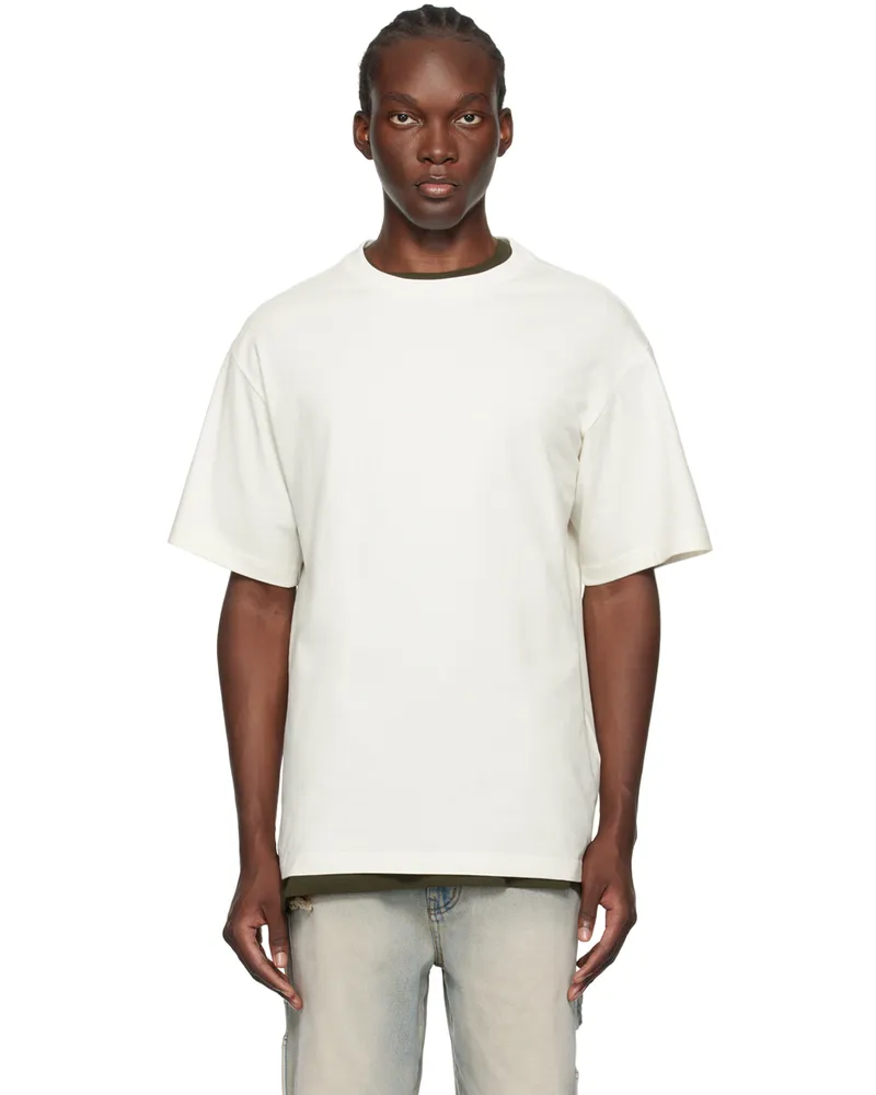 WE 11 DONE Off-White Pearl Bear T-Shirt Ivory