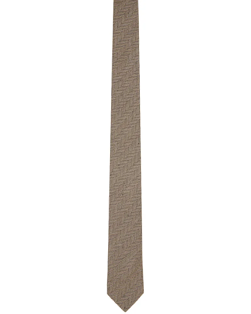 Dries van Noten Beige Herringbone Tie 103