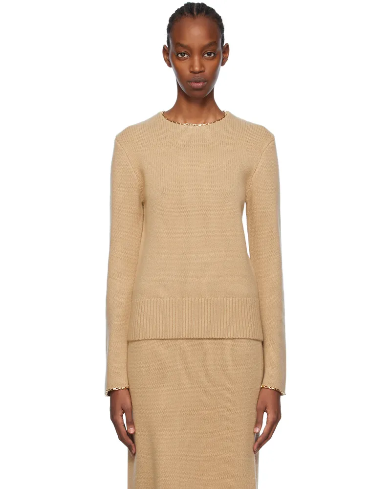 Totême Tan Chain-Edge Wool Sweater 091