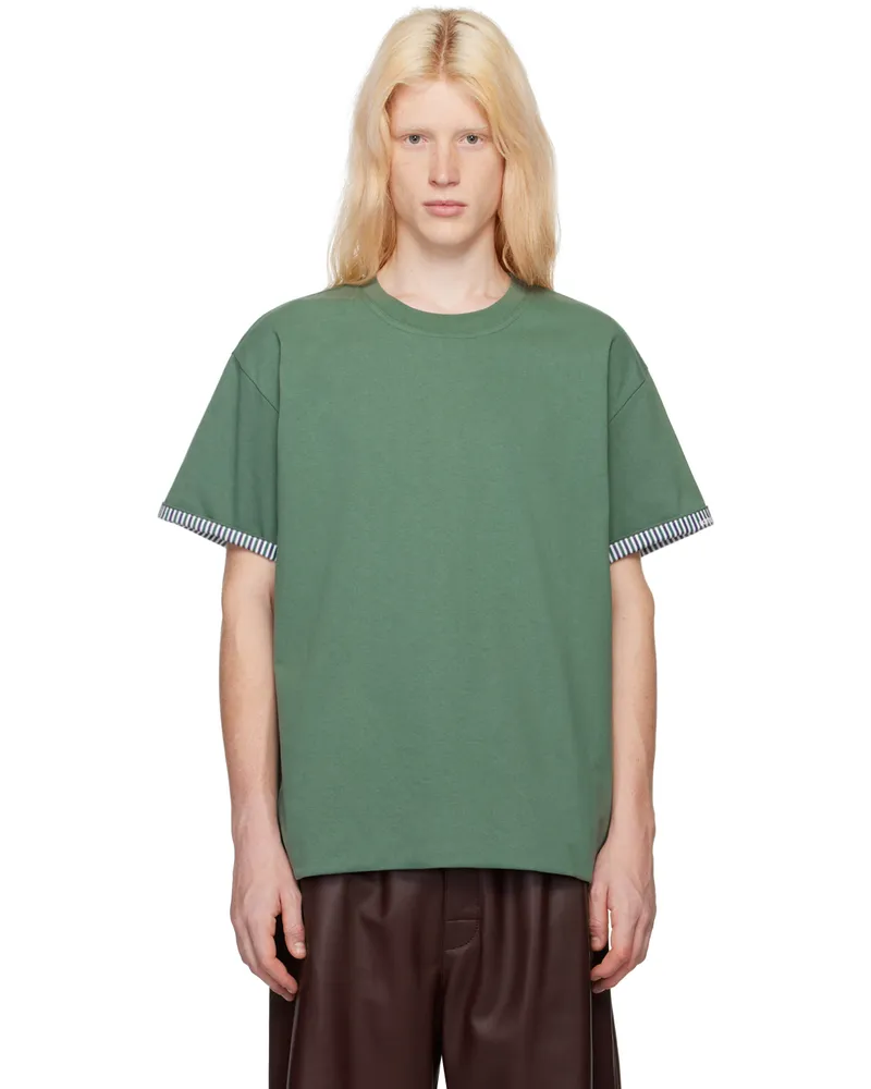 Bottega Veneta Green Double-Layer T-Shirt 3099-swamp
