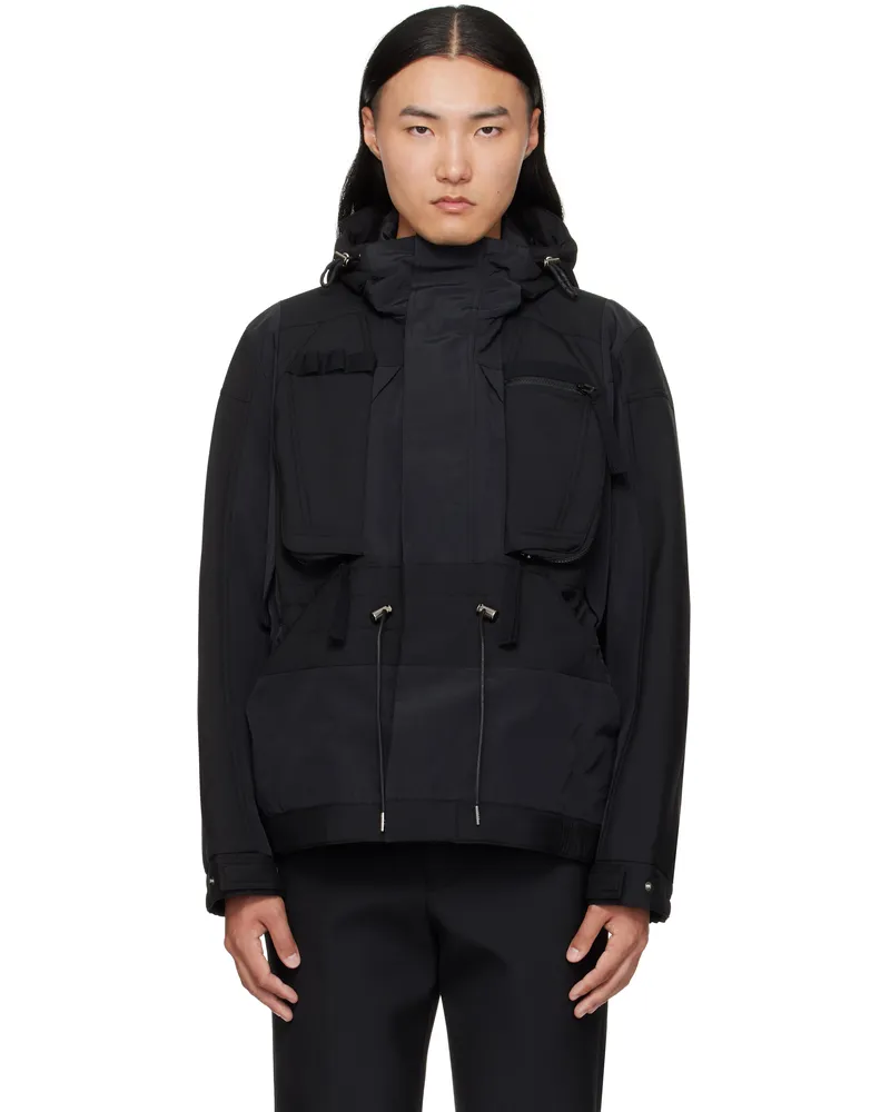 Sacai Black Suiting Bonding & Grosgrain Jacket 001