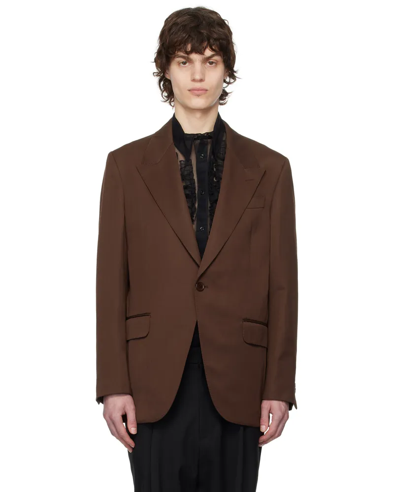 Simone Rocha Brown Relaxed Wide Peak Blazer Chocolate