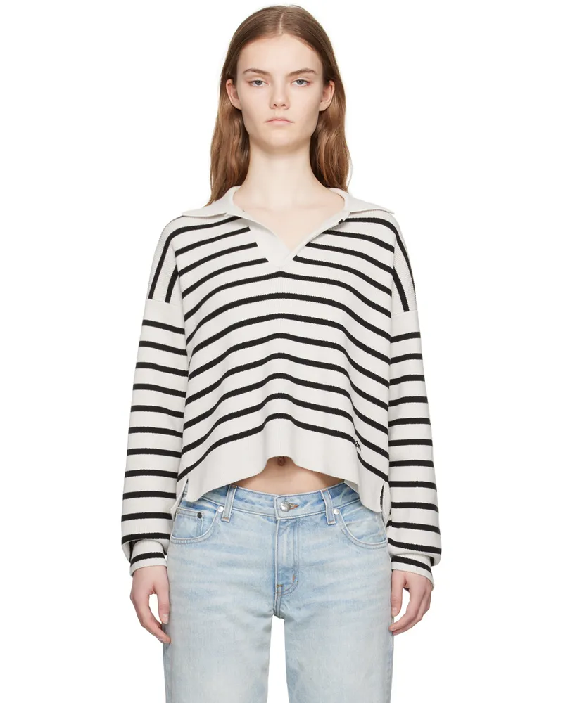 AMI Paris Black & White Sailor Polo Chalk