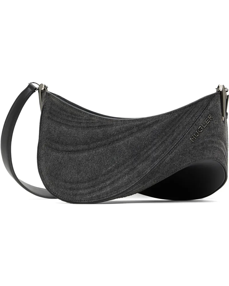 Thierry Mugler Black Medium Denim Spiral Curve 01 Bag Wa99