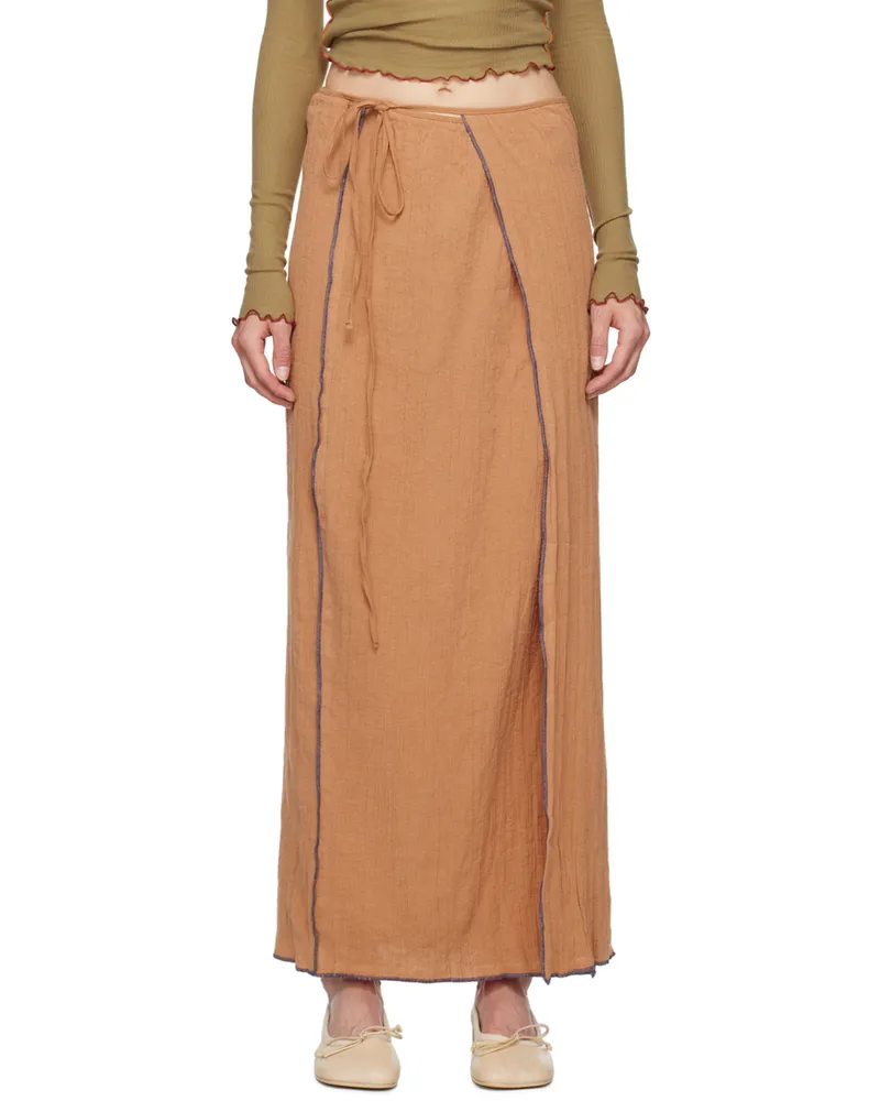Baserange Tan Shok Maxi Skirt Brick