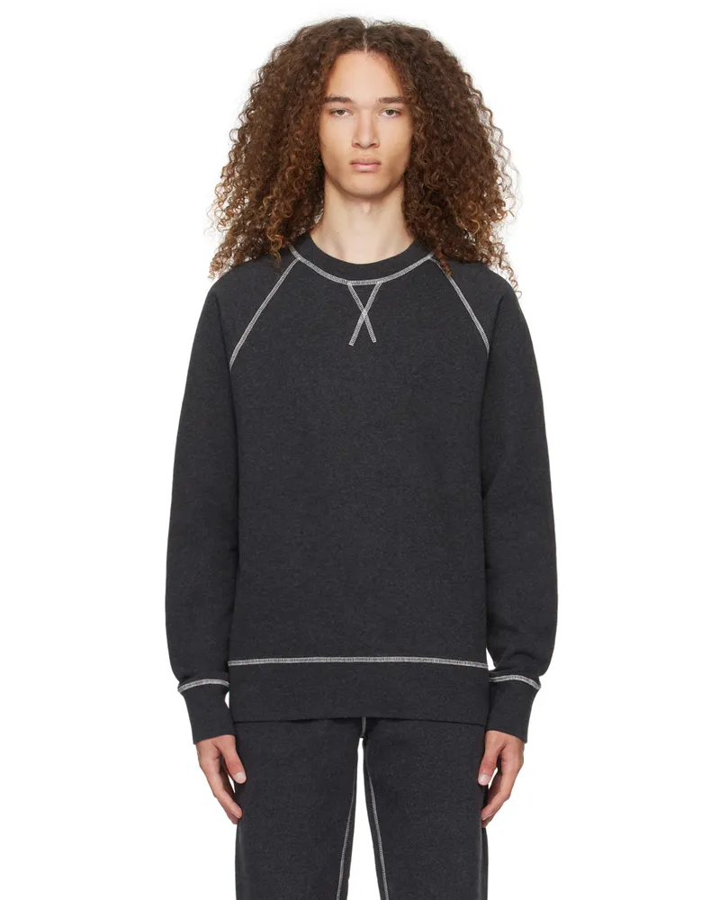 Sunspel Gray Raglan Sweatshirt Charcoal