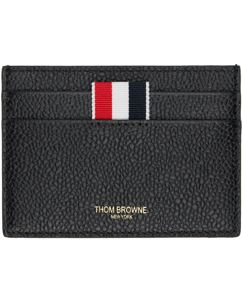 Thom Browne Black Pebble Grain Goose Embroidery Card Holder 001black