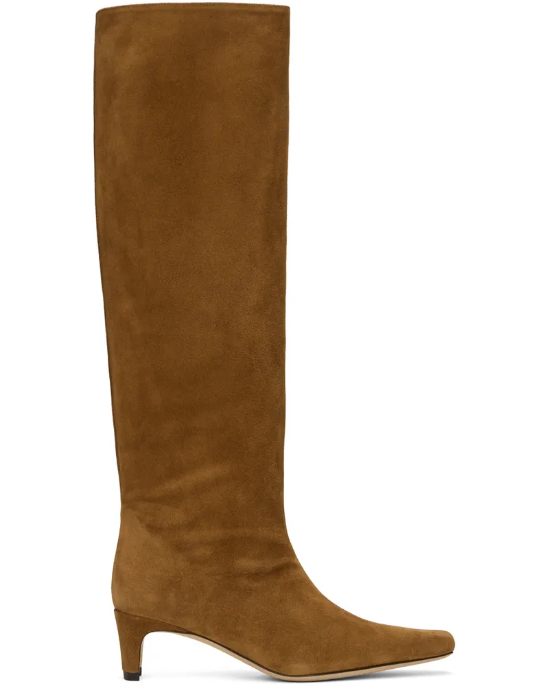 STAUD Tan Wally Suede Tall Boots Tan