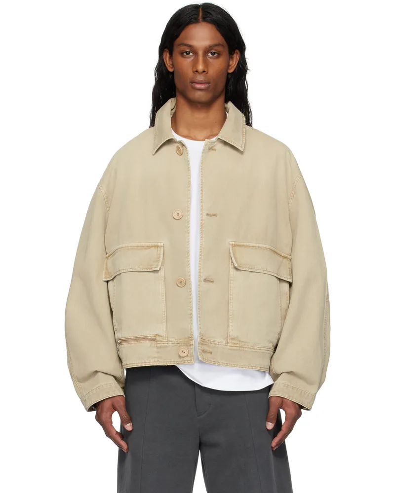 SOLID HOMME Beige Out Pocket Cotton Blouson Jacket 305e