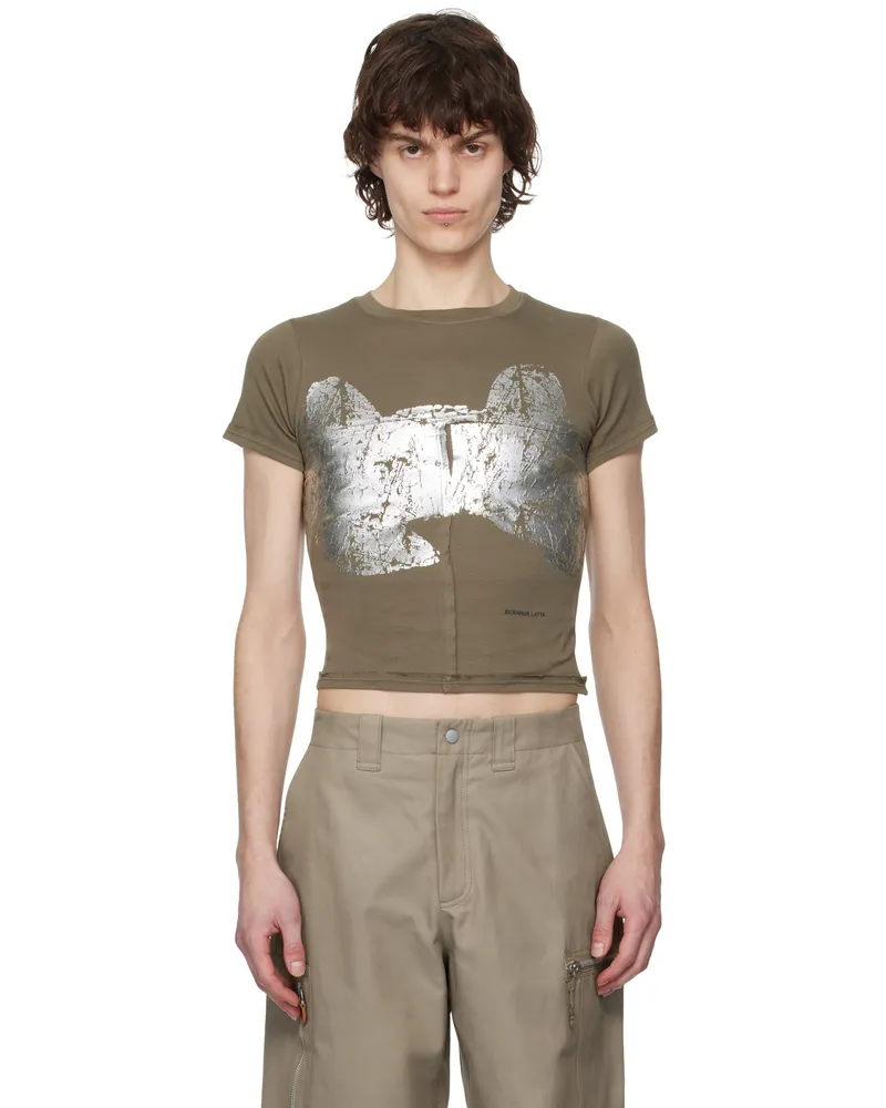 Eckhaus Latta Taupe Lapped Baby T-shirt Reflector